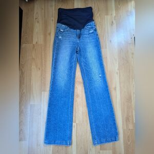 Pinkblush Maternity Distressed Blue Flare Jeans